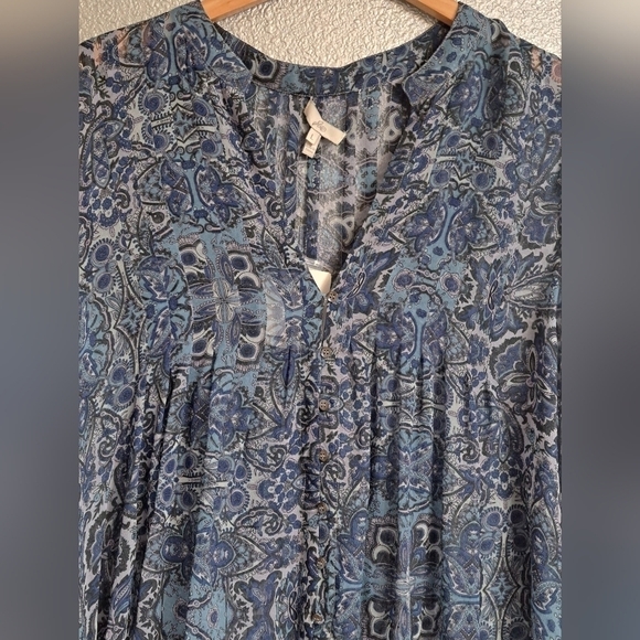 NWT Joie 100% Silk Blue Paisley Tunic Size L - Picture 5 of 8